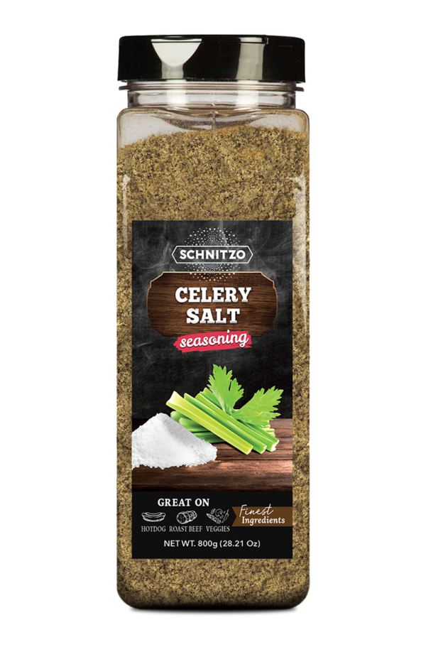 Large shaker bottle of Garlic Salt with the brand name Schnitzo