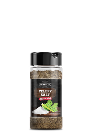 Small shaker bottle of Schnitzo Celery Salt
