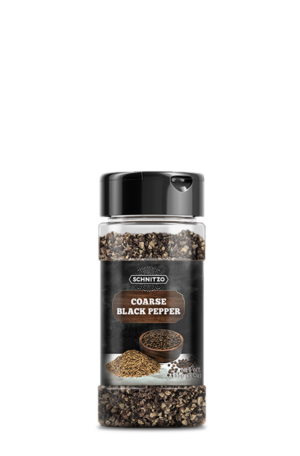 small shaker bottle of coarse black pepper, Schnitzo brand