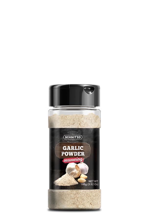 Small shaker bottle of Schnitzo Garlic Powder