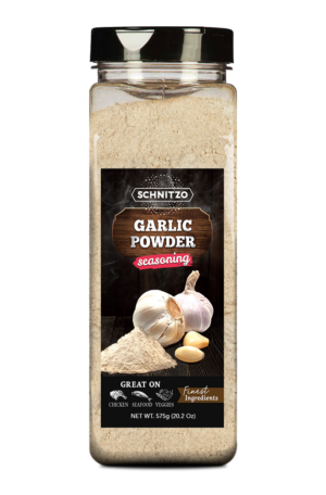 Large shaker bottle of Schnitzo Garlic Powder