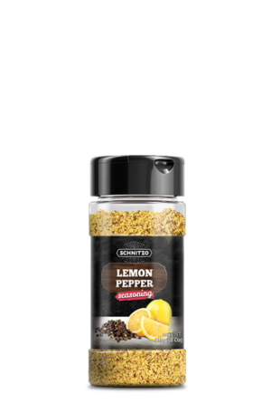 Small shaker bottle of Schnitzo Lemon Pepper