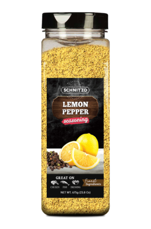 Large shaker bottle of Schnitzo Lemon Pepper