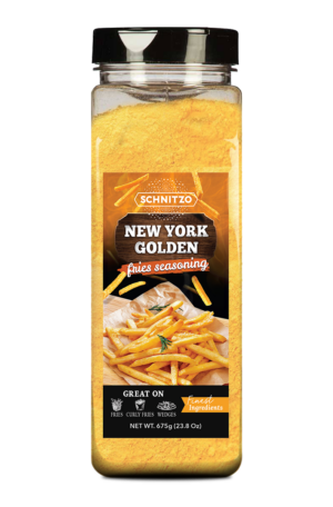 Large shaker bottle of French fry seasoning New York Golden, by Schnitzo