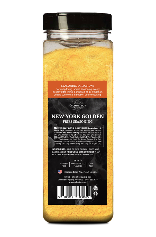 Large shaker bottle of French fry seasoning New York Golden, by Schnitzo
