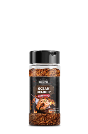 Small shaker bottle of Schnitzo Ocean Delight