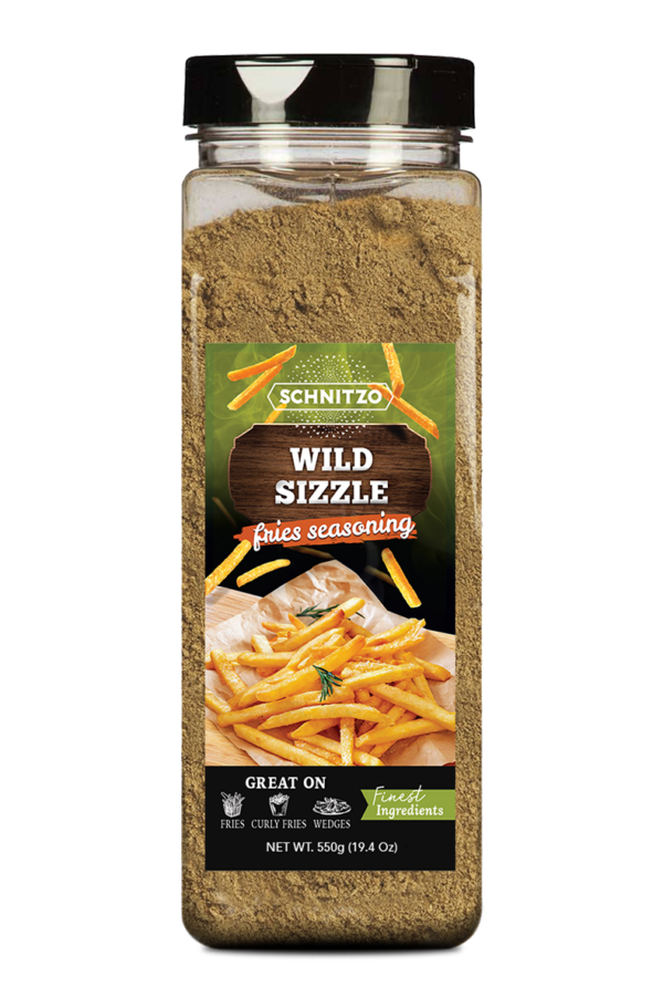 Schnitzo "Wild Sizzle" fries seasonings large shaker bottle